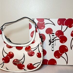 Coach Cherry Patterned White Shoulder Bag
